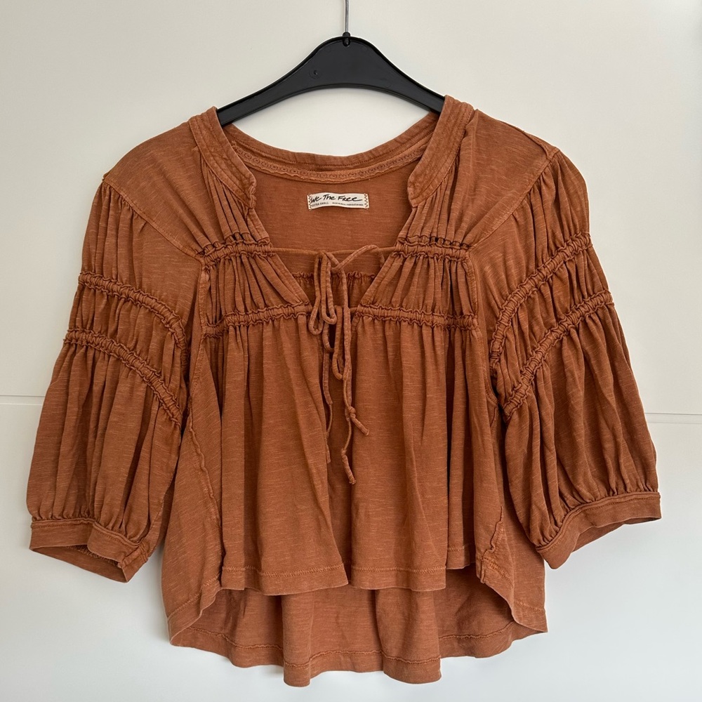 Free People Tan Boho Blouse